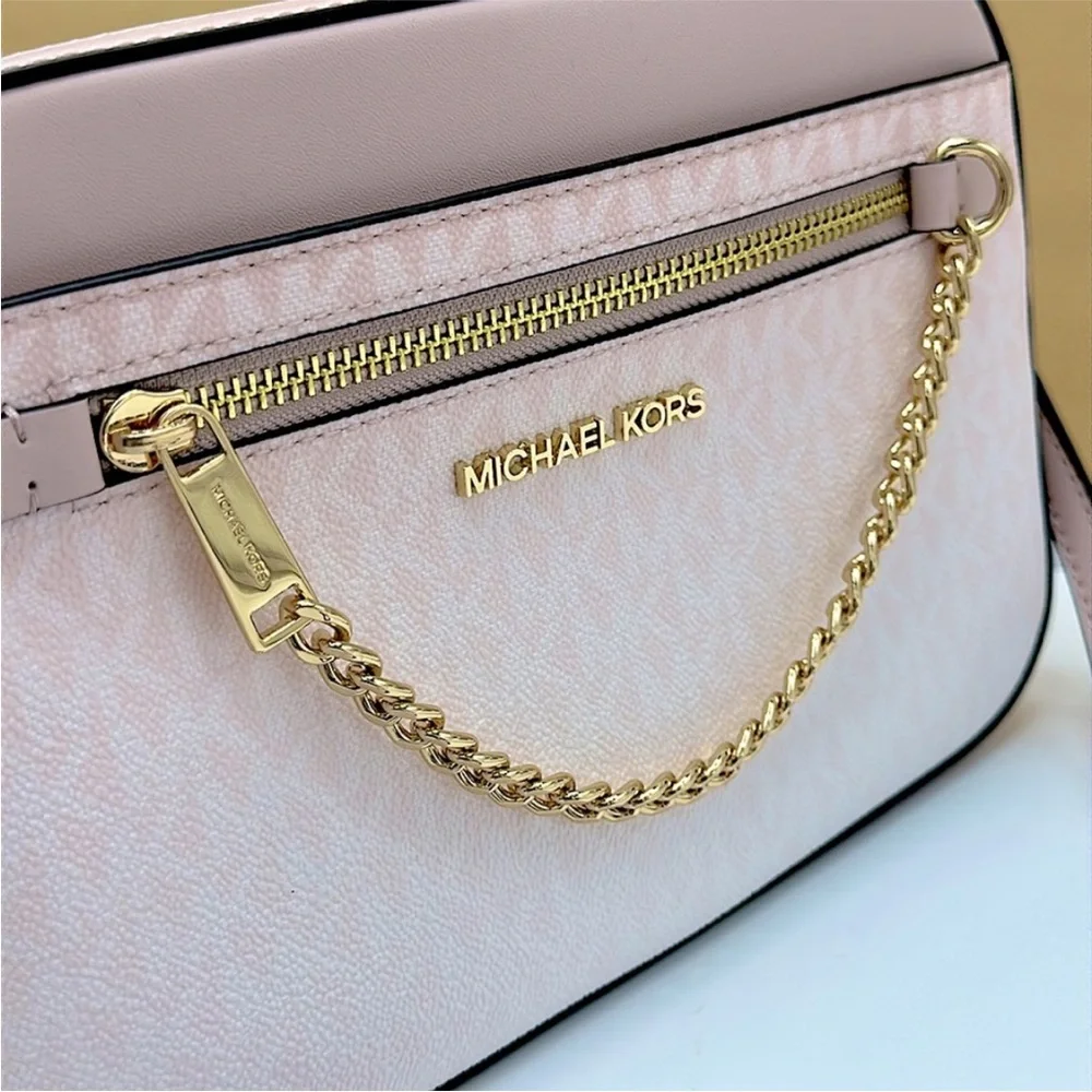 Michael Kors Jet Set Large Ombré Signature LogoEast West Crossbody Powder Blush - Picture 4 of 12